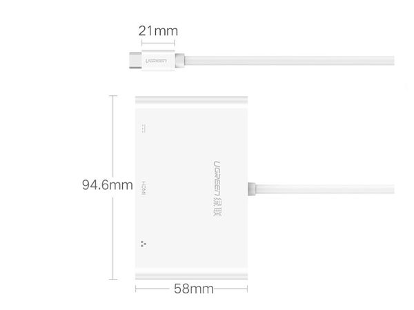 Cáp usb c sang hdmi sang lan sang usb 3.0 ugreen