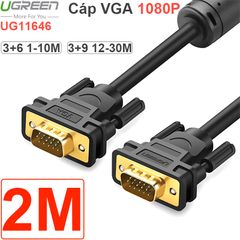 2M I UG11646 / Dây cáp VGA D-SUB 15PIN 3+6 Ugreen 2 mét I UG 11646