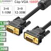 Cáp VGA UGREEN chuẩn 3C+6 3C+9 đầu cáp mạ vàng, cáp tròn 1.5M 3M 5M 8M 10M 12M 15M 20M 30M