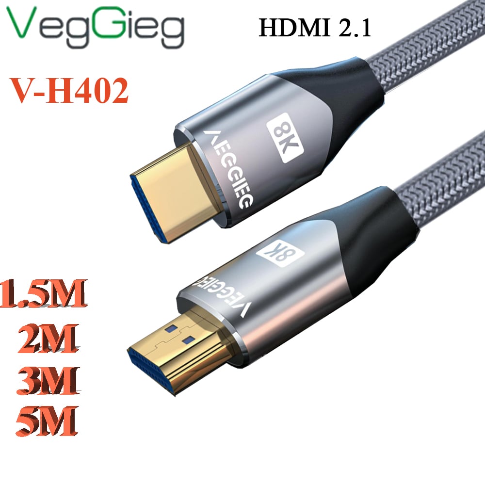 Cáp HDMI V2.1 8K@60Hz  HDR VegGieg 1.5M, 2M, 3M, 5M