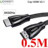 Cáp HDMI V2.1 8K@60Hz  HDR Ugreen 0.5M 1M 1.5M 2M 3M