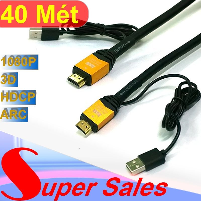 Cáp HDMI 40 mét 3D/1080P Jasun JS-121 - Hỗ trợ nguồn phụ