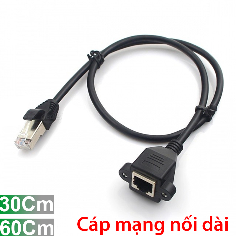 Cáp mạng RJ45 nối dài 1 đầu đực 1 đầu cái - Dây mạng RJ45 có bắt vít nối dài 30Cm | 60Cm