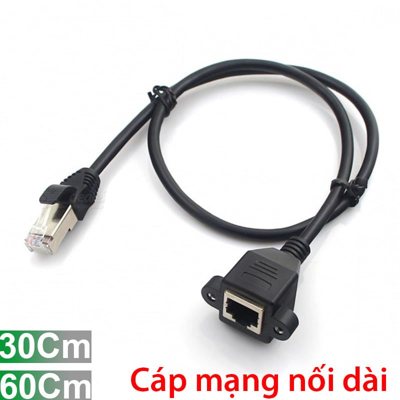 Cáp mạng RJ45 nối dài 1 đầu đực 1 đầu cái - Dây mạng RJ45 có bắt vít nối dài 30Cm | 60Cm