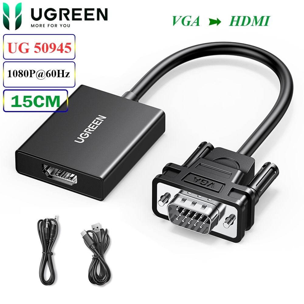 Bộ converter VGA Audio sang HDMI 1080P Ugreen 50945 CM513