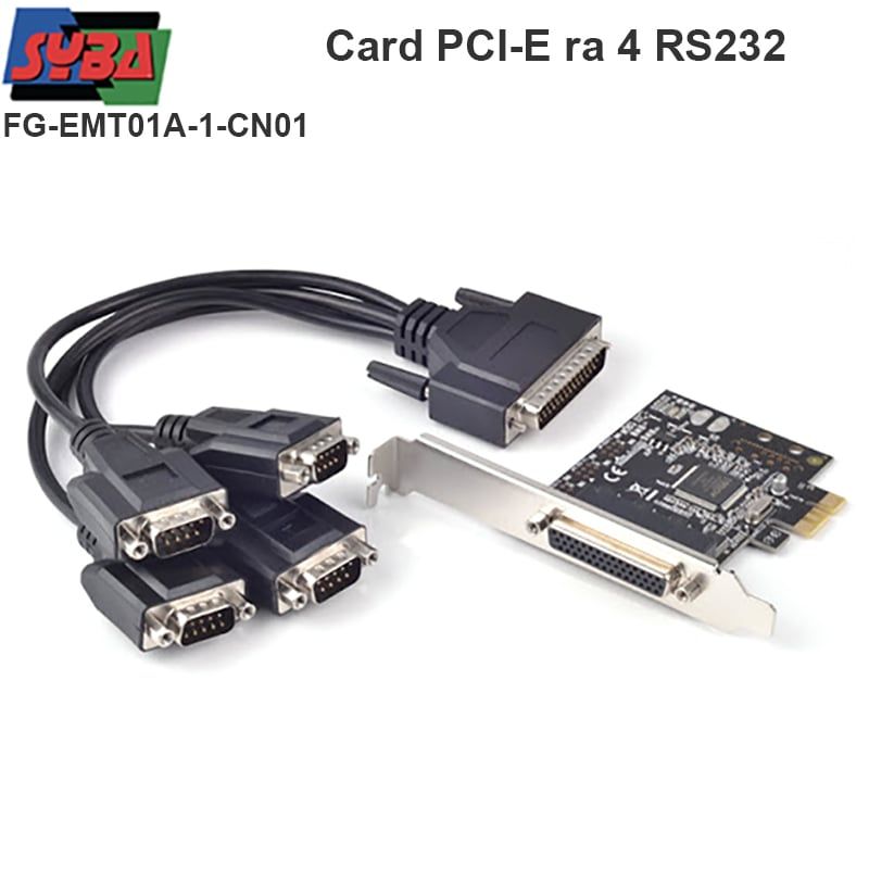 Card PCI-E 1X ra 4 cổng DB9 RS232 Syba FG-EMT01A-1CN01