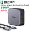 Củ sạc nhanh 140W GaN Nexode USB Type C Ugreen 90548 với 3 cổng sạc 2x USB-C, 1x USB-A