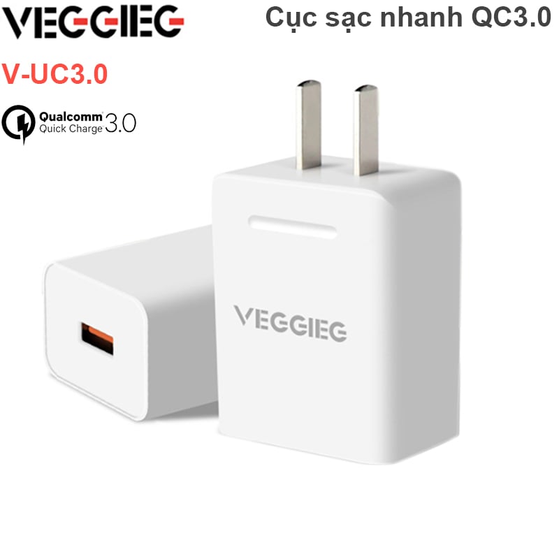 Cục sạc Điện thoại Smartphone Máy tính bảng 5V-3A QC3.0 Veggieg V-UC3.0