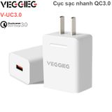  Cục sạc Điện thoại Smartphone Máy tính bảng 5V-3A QC3.0 Veggieg V-UC3.0 