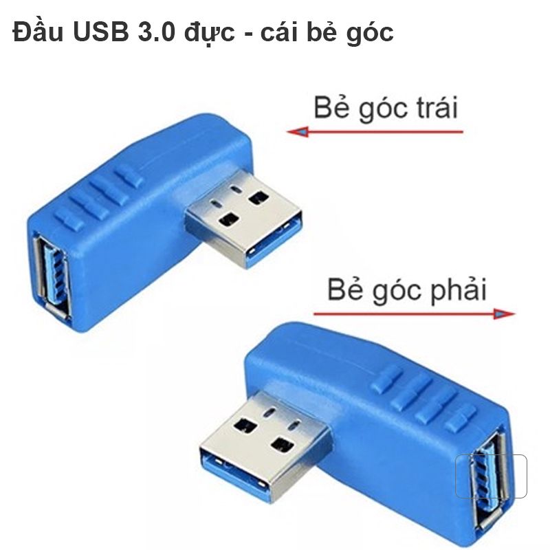 Đầu đổi USB 3.0 đầu đực đầu cái bẻ góc (xoay trái/phải)