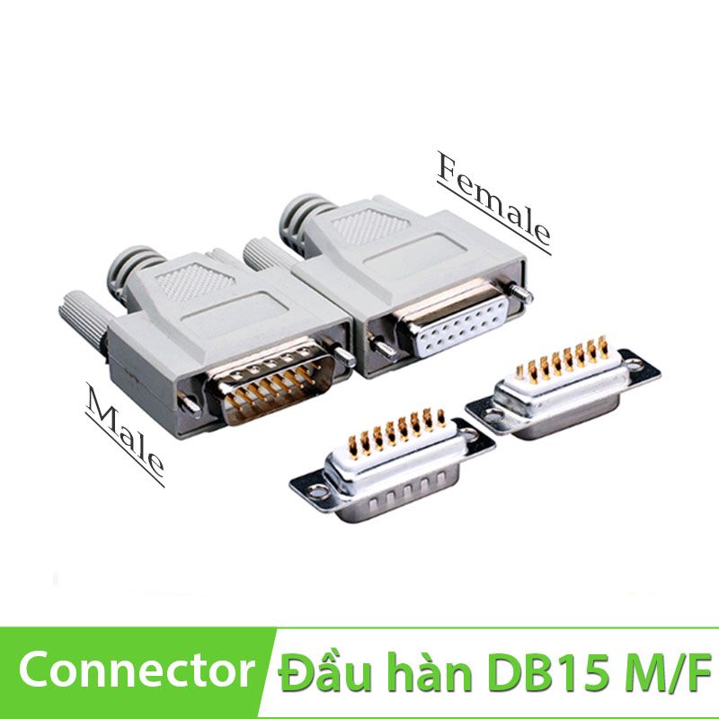  Đầu hàn cáp DB15 Male Female mạ vàng 15U chân cắm lõi đồng dày chất lượng 