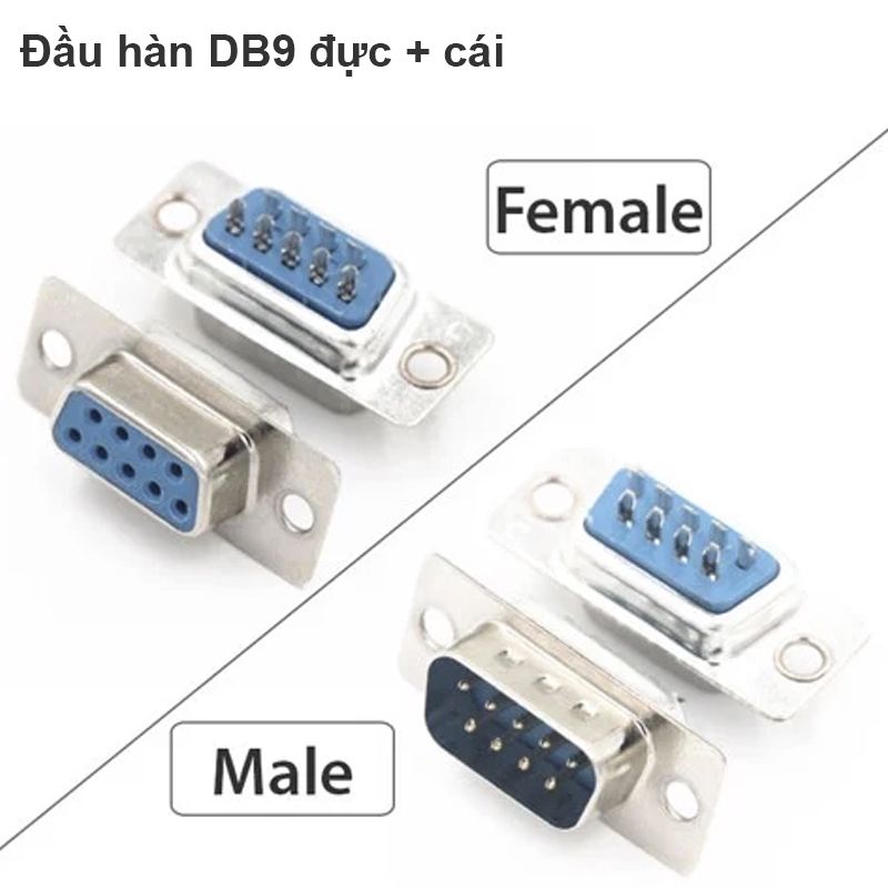  Đầu hàn dây DB9 Male/Female (chưa bao gồm vỏ ốp - Tùy chọn cho khách hàng dùng vỏ ốp dẻo/vỏ ốp nhựa) 