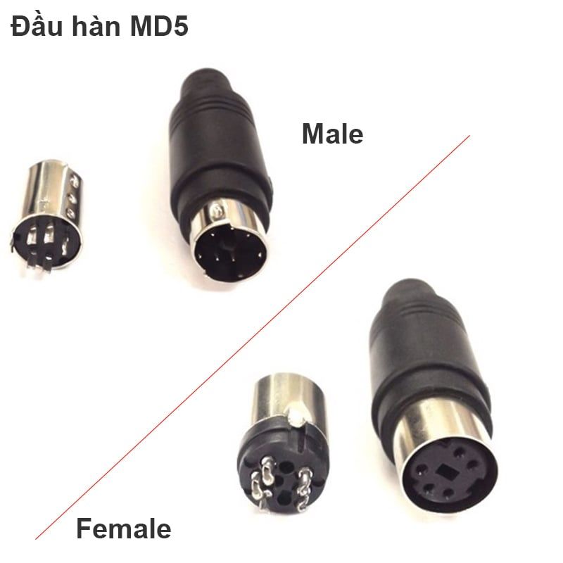 Đầu hàn Mini Din 5pin male, female(MD5)