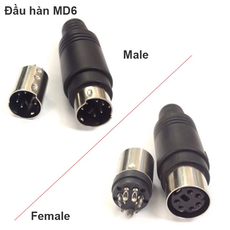 Đầu hàn Mini Din 6pin female, male (MD6)