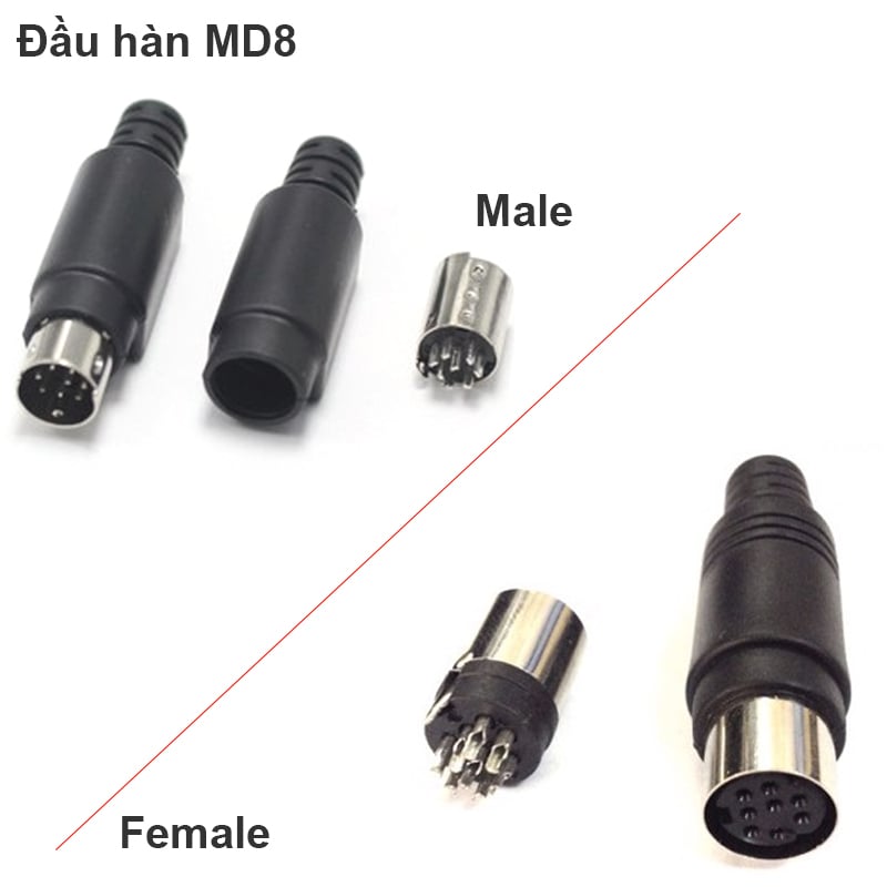 Đầu hàn Mini Din 8pin female, male (MD8)