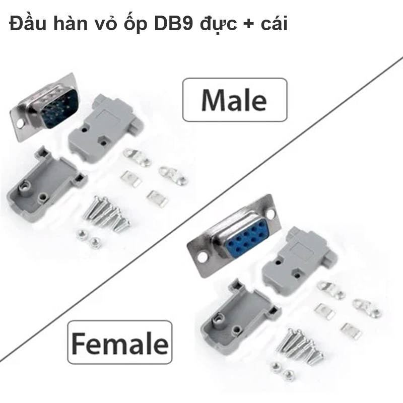 Đầu hàn DB9 -  Đầu hàn RS232 9 chân bao gồm vỏ ốp loại vặn ốc