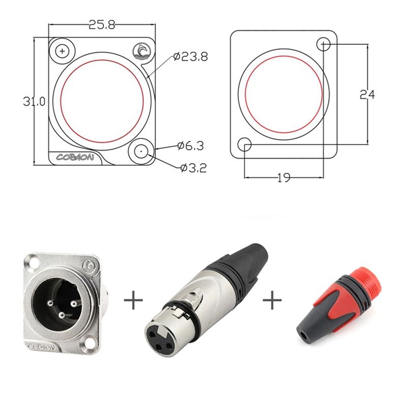  Đầu hàn cổng XLR Male  gắn trên tường bảng điều khiển Coraon LC3MD-W LC3MD-B 