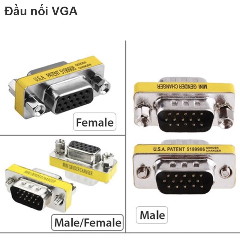 Đầu nối cáp VGA 15PIN 3 hàng Female-Male - Male-Female - Male - Male