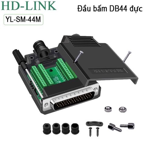 Đầu bấm cổng COM DB44  HD-LINK YL-SM-44M đầu đực kèm vỏ ốp