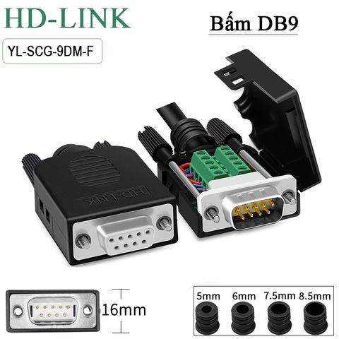 Đầu bấm DB9 RS232 Male - Female HD-Link YL-SCG-09DMF