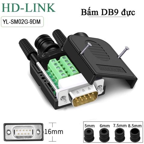 Đầu bấm DB9 RS232 Male - Female HD-Link YL-SM02G-9DM/F