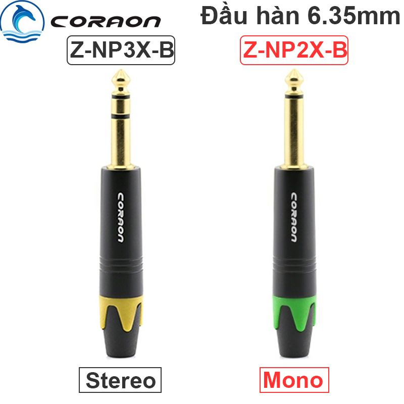 Đầu hàn jack cắm 6.35mm Stereo và 6.35mm Mono Coraon Z-NP3X-B Z-NP2X-B