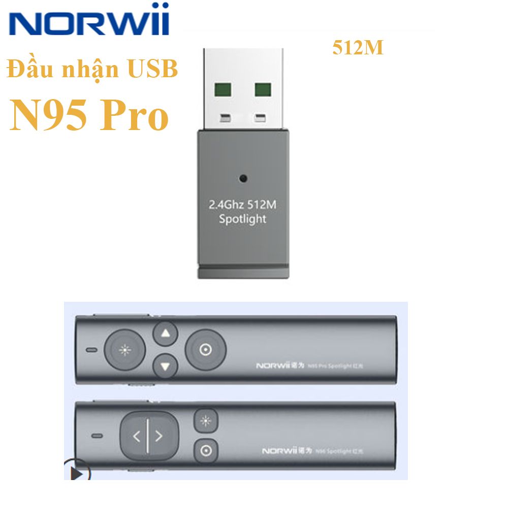 Đầu nhận USB 2.4g dùng cho bút trình chiếu N95 Spotlight dung lượng 512M chính hãng Norwii