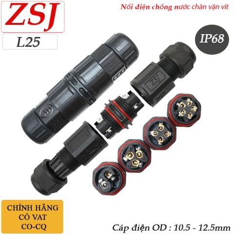 Đầu nối cút nối dây cáp điện 3 lõi 8-15mm chống nước IP68 ZSJ L25