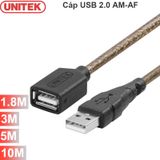  Cáp nối dài USB 2.0 AM-AF 1 đầu đực 1 đầu cái UNITEK 1.8M 3M 5M 10M 