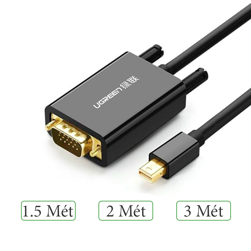 Cáp Mini Displayport to VGA 1.5M | 2M 3M UGREEN (màu đen)