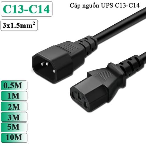 Cáp nguồn C13 C14 3x1.5mm 10A-250V 1 mét 1.8 mét 3 mét