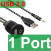 Ổ cắm nối dài USB 2.0 và audio 3.5mm bắt vít cố định 1 mét - 3.5mm + USB A 2.0 Female Male Waterproof Aux Audio Extension Cable Dash Mount