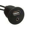 Ổ cắm nối dài USB 2.0 và audio 3.5mm bắt vít cố định 1 mét - 3.5mm + USB A 2.0 Female Male Waterproof Aux Audio Extension Cable Dash Mount