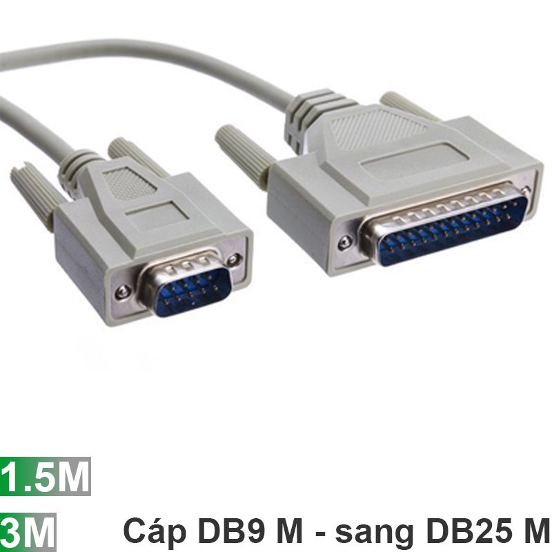 Dây cáp chuyển DB9 đực sang DB25 đực 1.5 mét | 3 mét