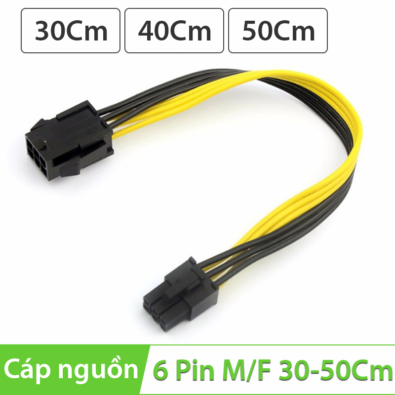 Cáp nguồn Molex 6PIN nối dài Female - Male | Dây nguồn 6 Pin cái ra 6pin đực 30 | 40 | 50Cm