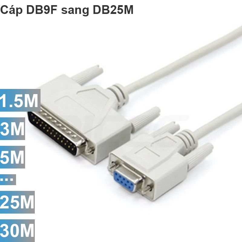  Cáp COM DB9 cái sang DB25 đực 1.5M 3M 5M 10M 15M 20M 