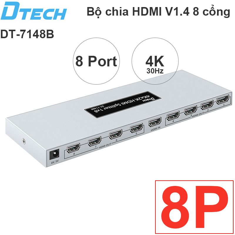  Bộ chia HDMI V1.4 4K30Hz 3D 2 cổng DTECH DT-7142A 