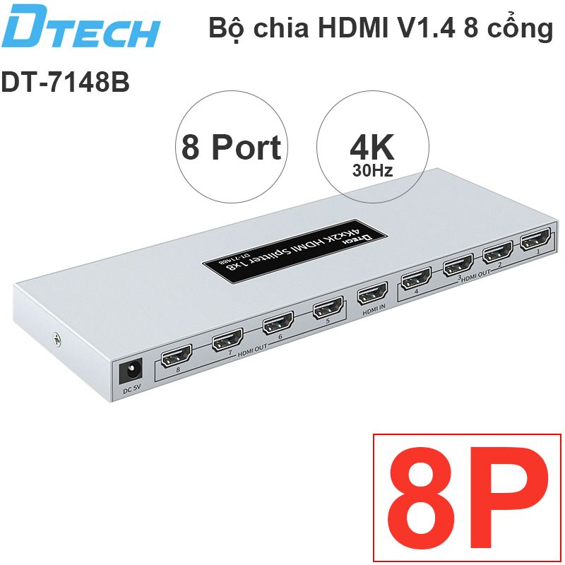  Bộ chia HDMI V1.4 4K30Hz 3D 4 cổng DTECH DT-7144A 