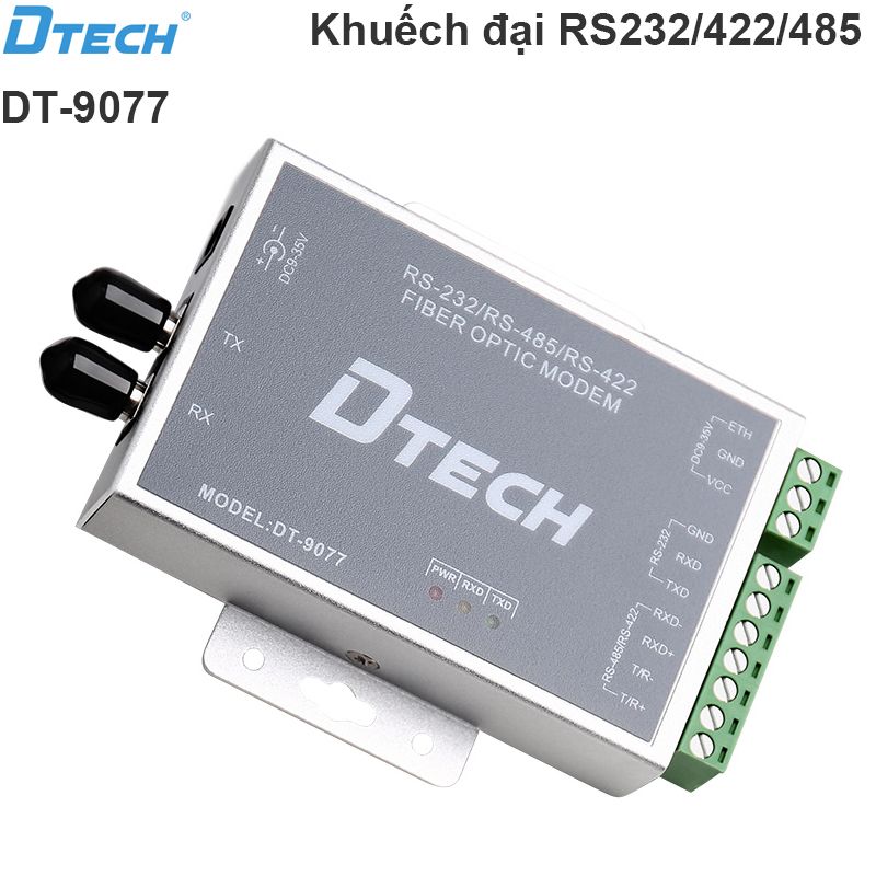 Bộ chuyển đổi RS232-RS422-RS485 qua cáp quang 20KM Dtech DT-9077