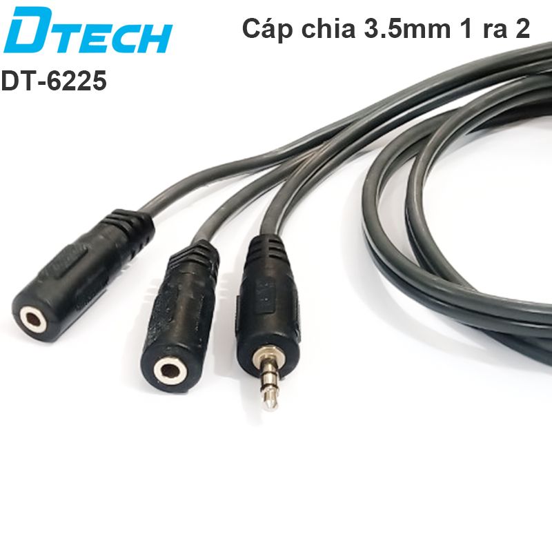 Cáp chia audio 3.5mm 1 ra 2 1.5 mét DTECH DT-6225 (hàng thanh lý)