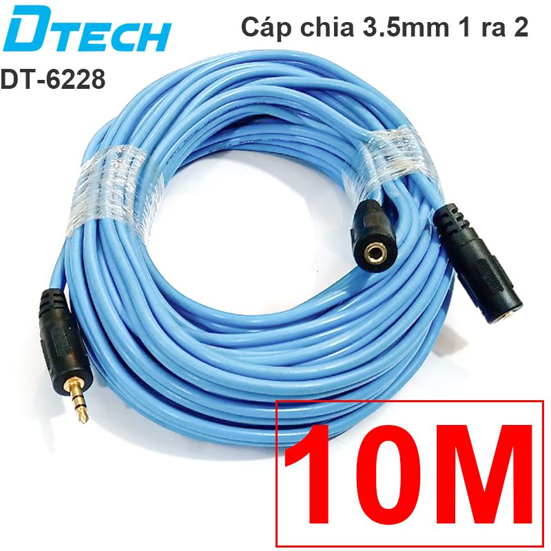  Cáp chia audio 3.5mm 1 ra 2 20Cm DTECH DT-6236 (hàng thanh lý) 