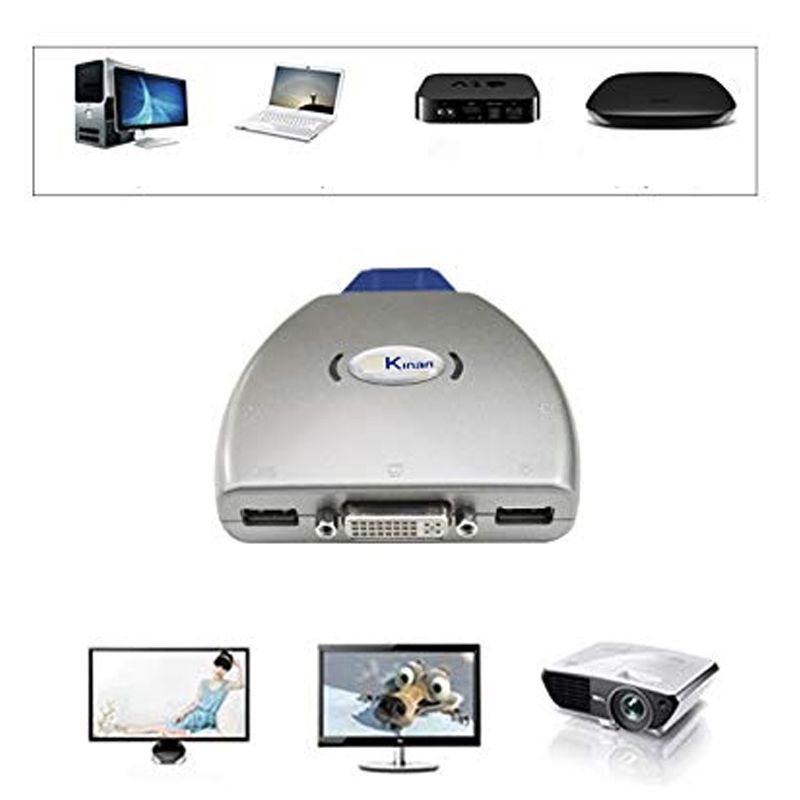  KVM switch 2 port DVI dạng cáp Kinan DV2302 