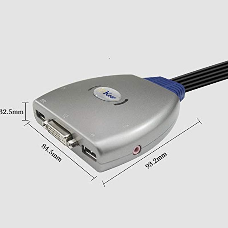  KVM switch 2 port DVI dạng cáp Kinan DV2302 