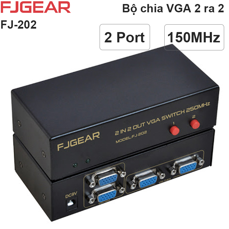Bộ chia màn hình VGA 2 ra 2 250MHz FJGEAR FJ-202