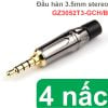 Đầu hàn giắc cắm audio 3.5mm stereo 4 nấc 5mm bẻ góc Gorizon GZ3052T3-GCH/B