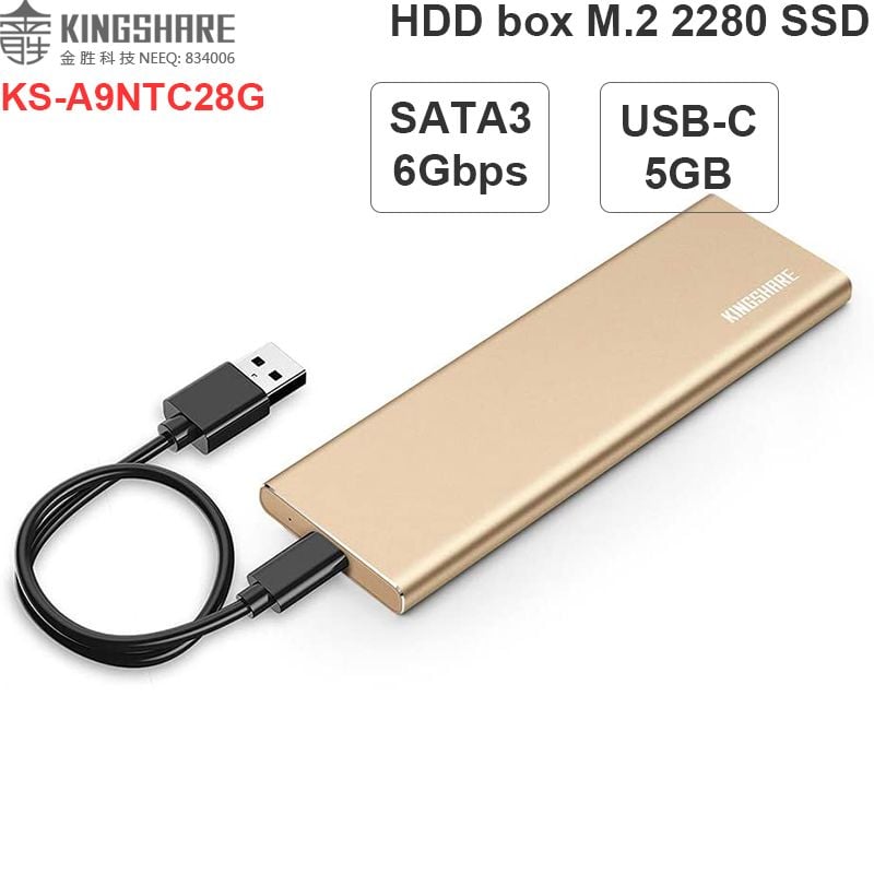 SSD box M.2 2280 NGFF SATA 3 6GB USB type-C 3.0 Kingshare C9 KS-A9NTC28G