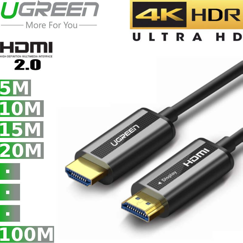 Cáp HDMI 2.0 4K60Hz sợi quang học dài 5 mét đến 100 mét chính hãng UGREEN