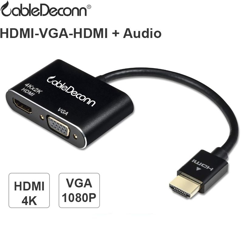 HDMI ra VGA 1080P HDMI 4K Audio 3.5mm 25Cm CableDeconn