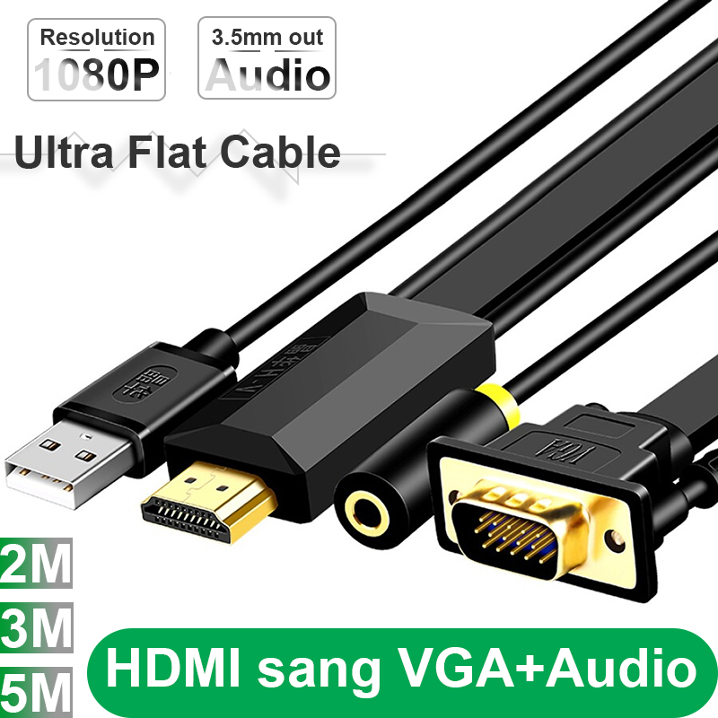Dây cáp chuyển HDMI sang VGA + Audio 2 Mét 3 Mét 5 Mét Full HD 1080P