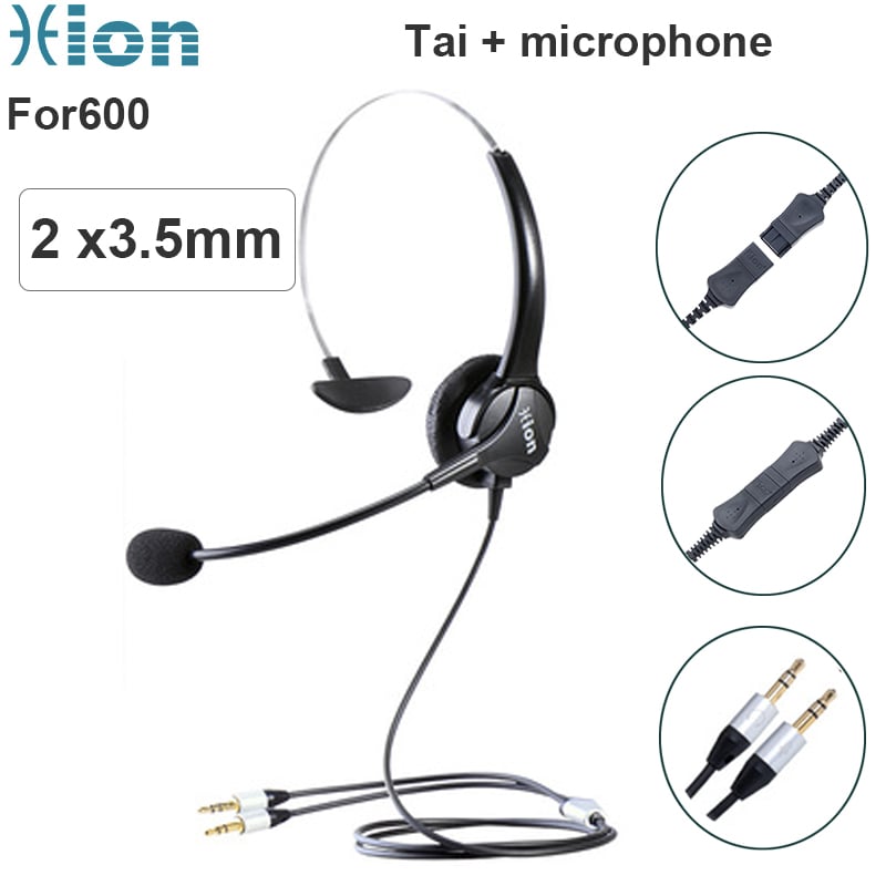 Tai nghe + mic chăm sóc khách hàng Hion For600 2 chân 3.5mm dùng cho Laptop PC